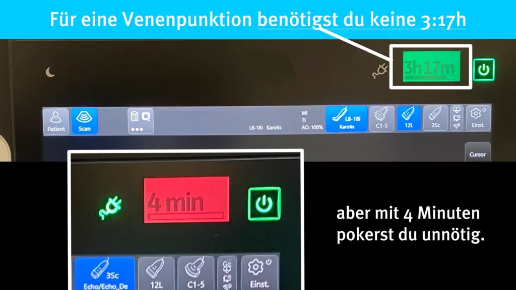 Lass während der ultraschallgestützten peripheren Venenpunktion nicht wegen Stromausfall unterbrechen
